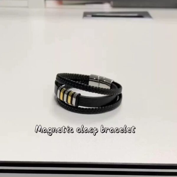 Stilvolles Lederarmband für Herren mit Edelstahlverschluss, 21 CM, 2 Farbe – Bild 5
