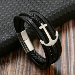 Anker Lederarmband mit Edelstahlverschluss aus Hochwertigem material Accessoires – Bild 6